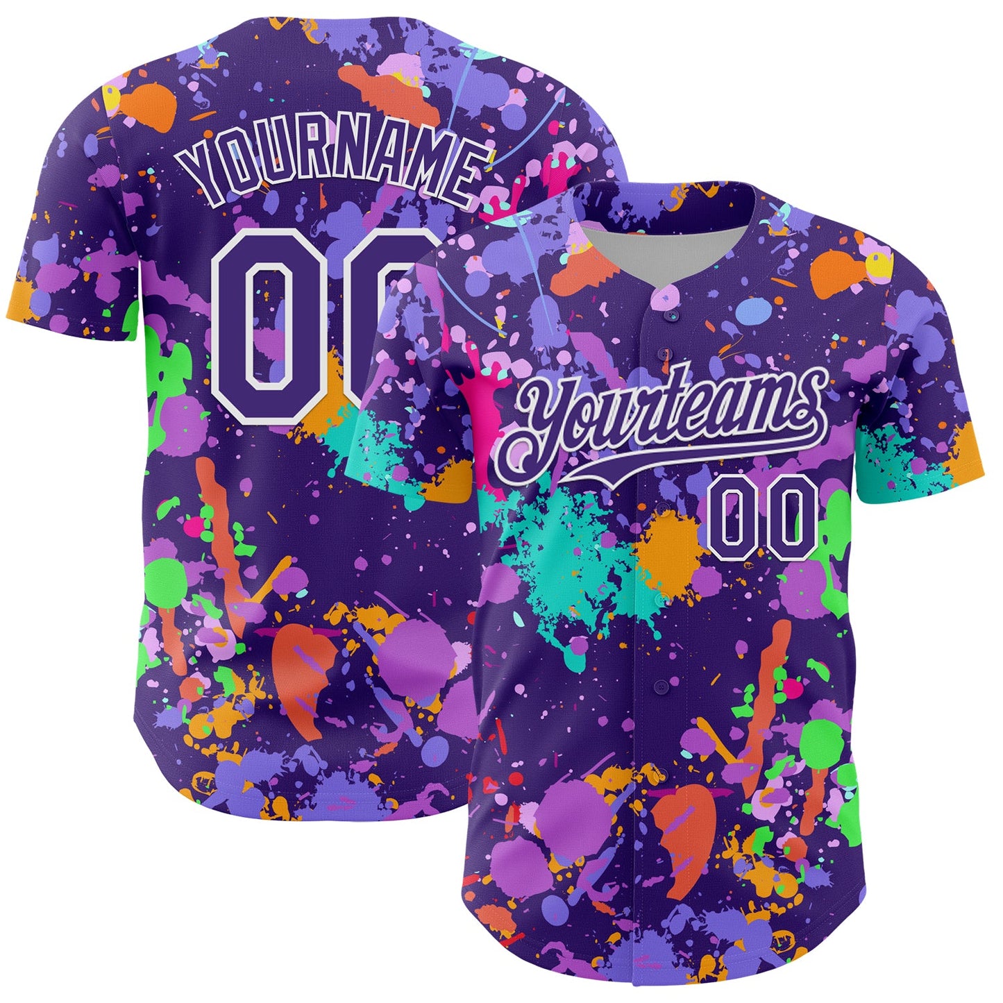 Custom Graffiti Pattern Purple-White Authentic Baseball Jersey