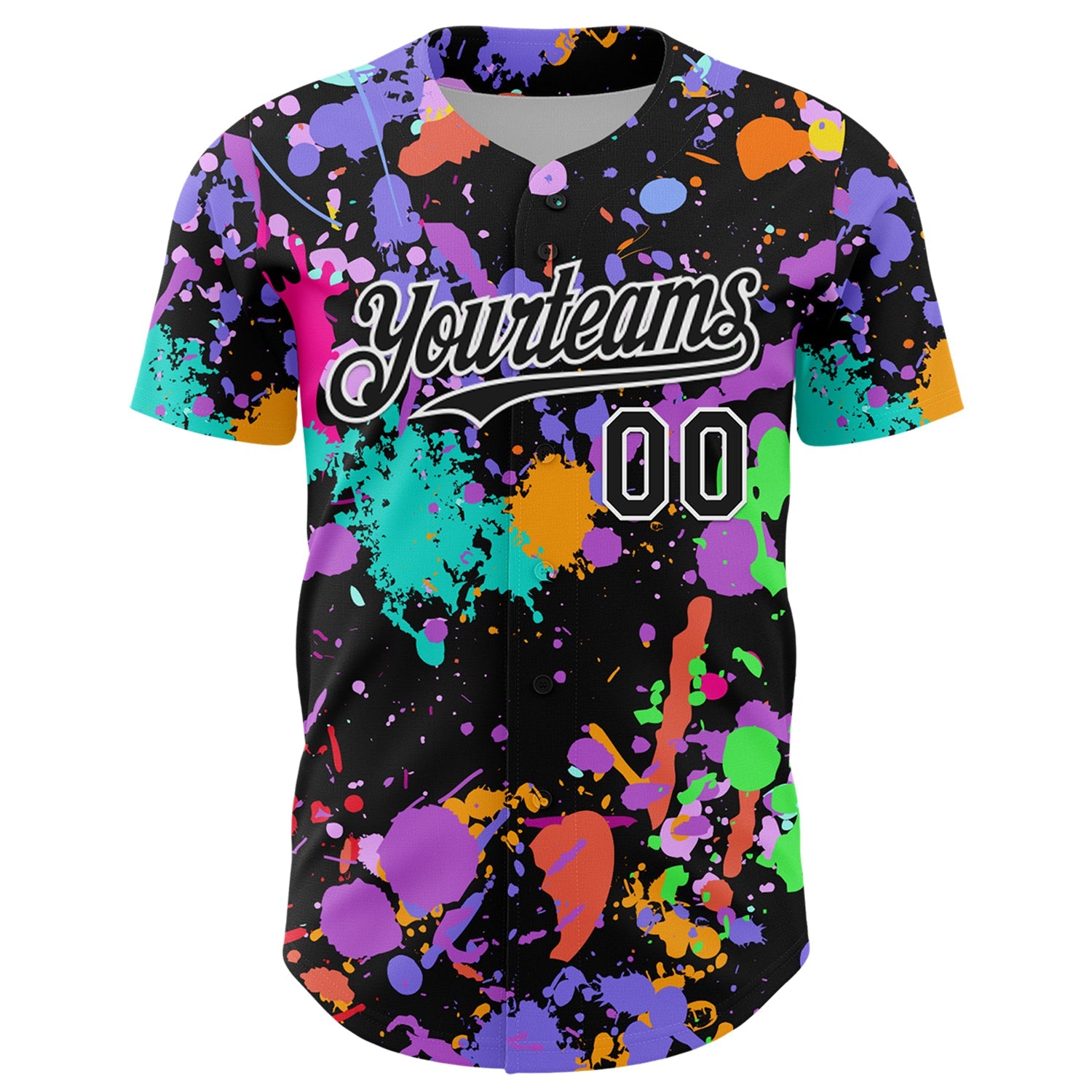 Custom Graffiti Pattern Black-White Authentic Baseball Jersey