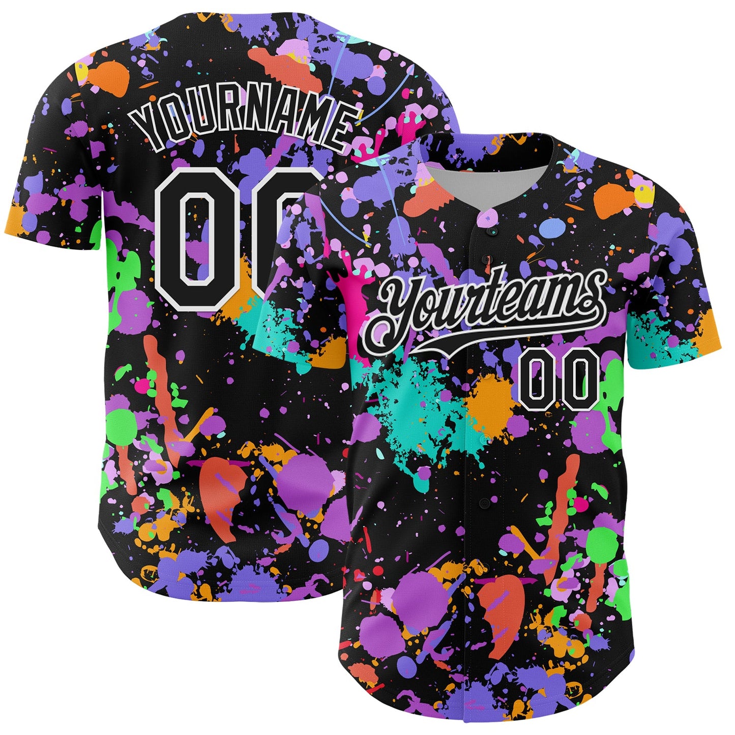 Custom Graffiti Pattern Black-White Authentic Baseball Jersey
