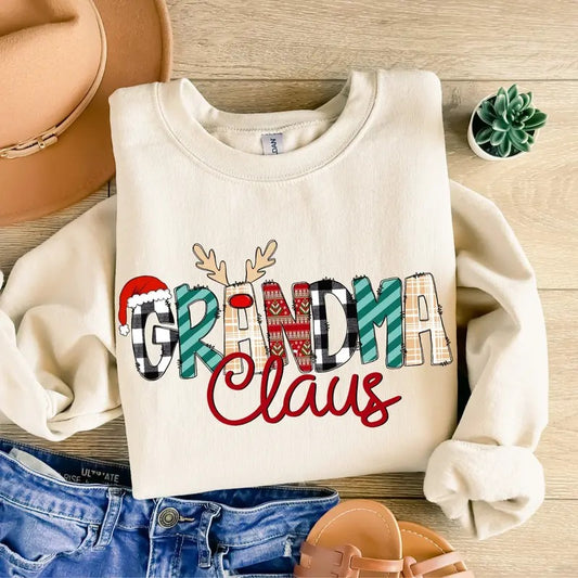 Grandma Claus Sweatshirt, Grandma Christmas Shirt, Unisex Crewneck Sweatshirt & Shirt, True to Size