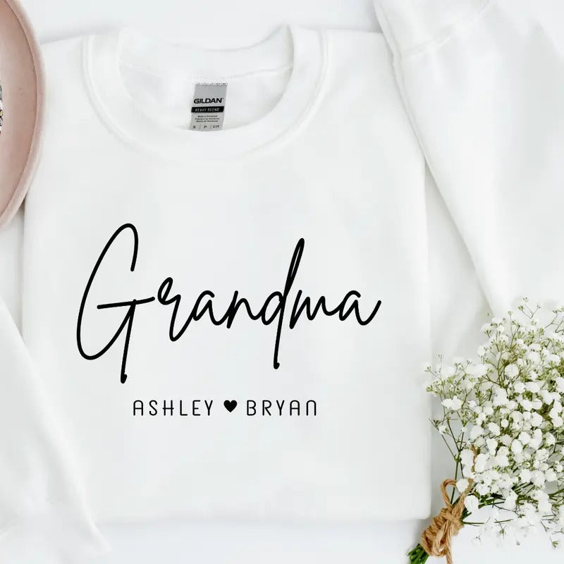 Grandma Sweatshirt, Gift for Grandma, Mother's Day gift, Mama Est. Sweatshirt, Casual Cotton Sweatshirt Unisex True to...
