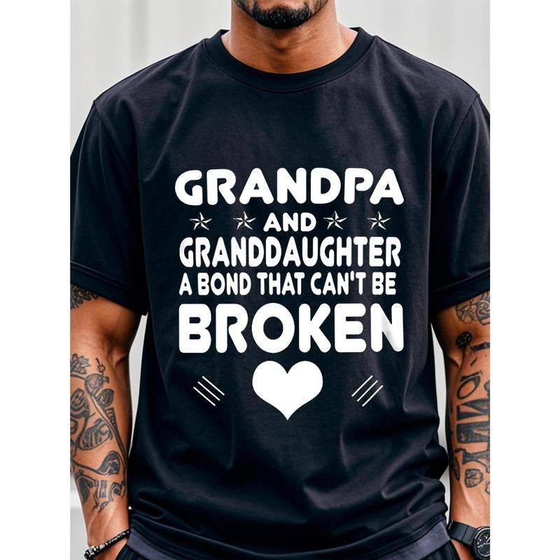 Grandpa And Granddaughter A Bond That Can't Be Broken Grandpa T Shirts For Men Mens T-Shirt T-Shirt For Men Cotton...