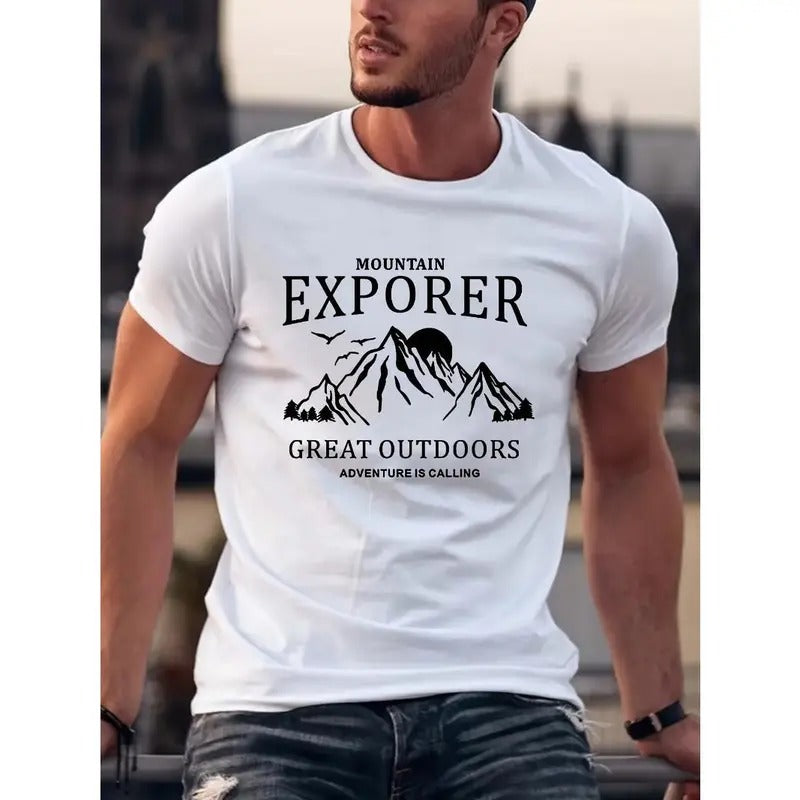 Graphic Printed T-shirt Men's Casual Summer And Autumn Slightly Elastic Round Neck T-shirt Made in USAstyle{n002}2...
