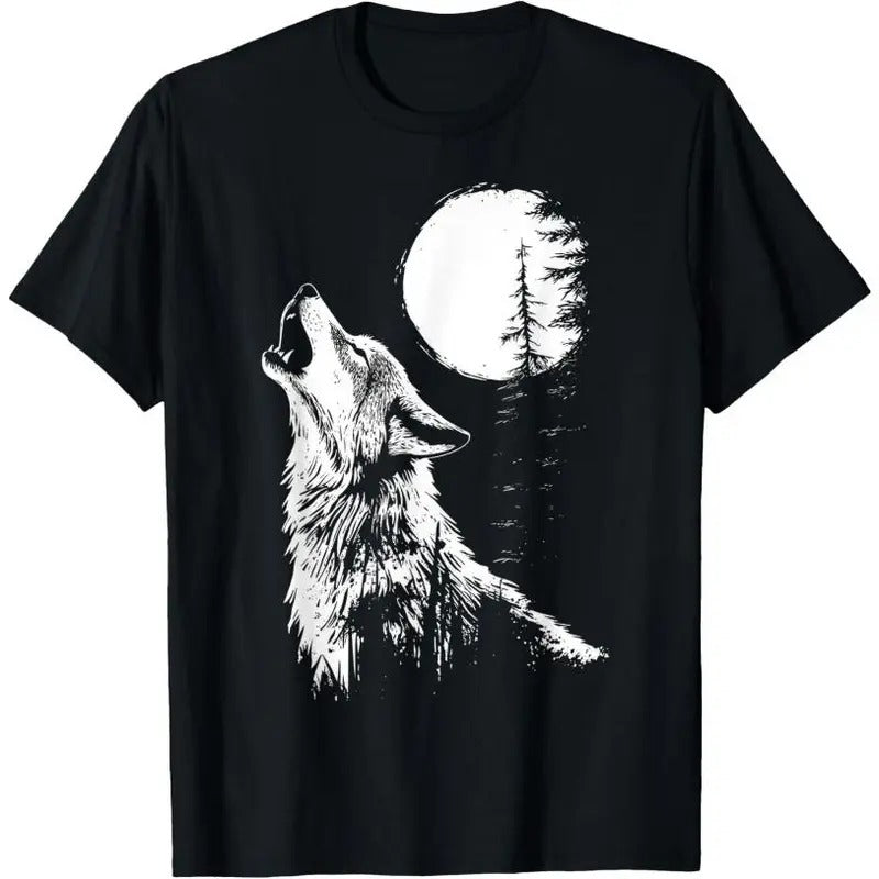 Graphic Tee Wolf Howling Moon Forest Nature Wildlife Animal T-Shirt Hoodie, Sweatshirt | WearSparks.com
