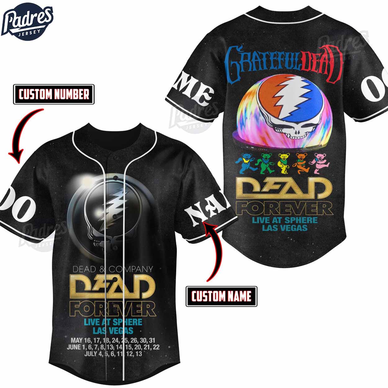 Grateful Dead Forever Young Personalized Baseball Jersey - Padres Jersey Oasis: Elevate Your Baseball Style... (Image 1)