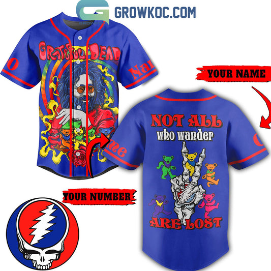 Grateful Dead Not All Who Wander Are Lost Blue Personalized Baseball Jersey