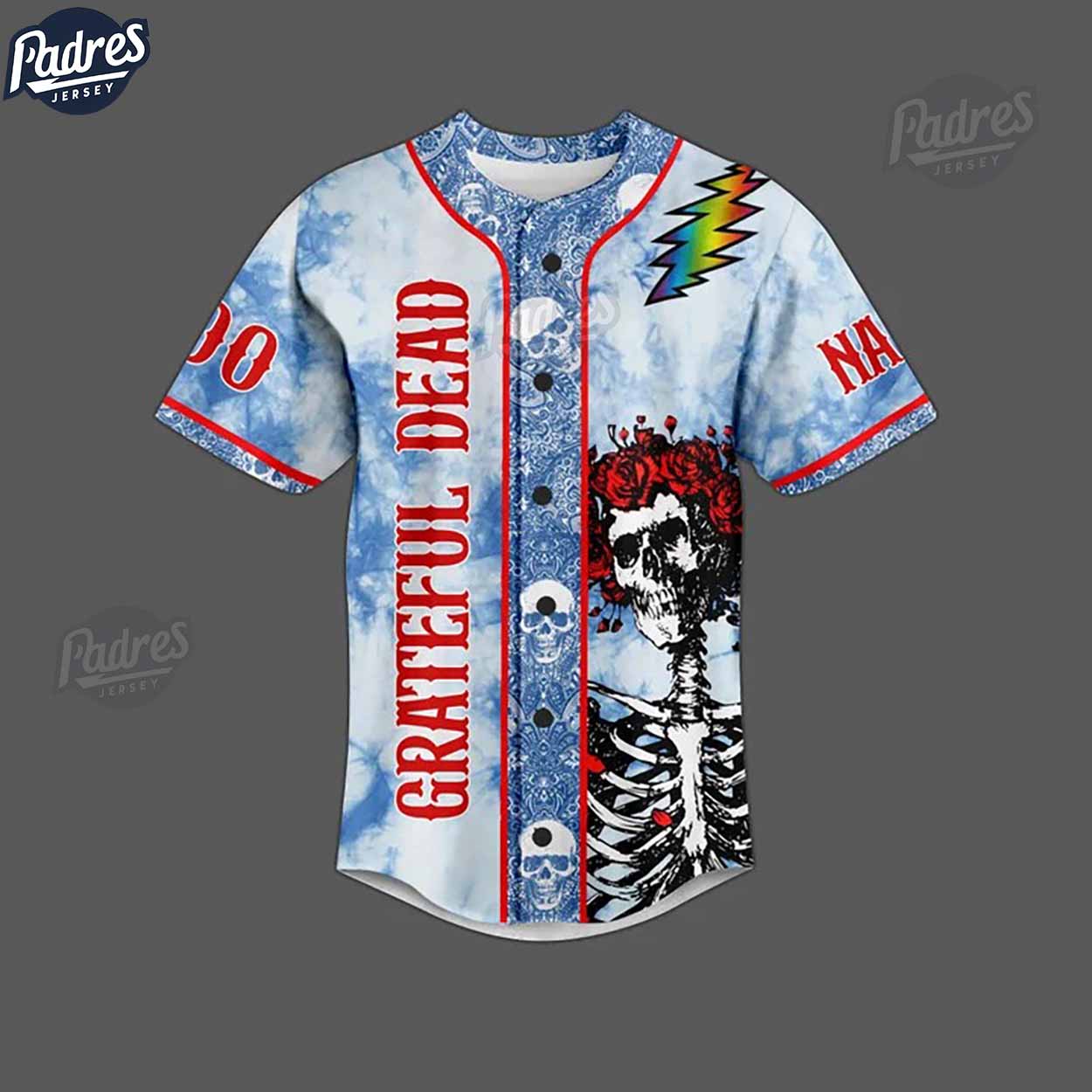 Grateful Dead Not All Who Wander Are Lost Custom Baseball Jersey - Padres Jersey Oasis: Elevate Your Baseball... (Image 2)