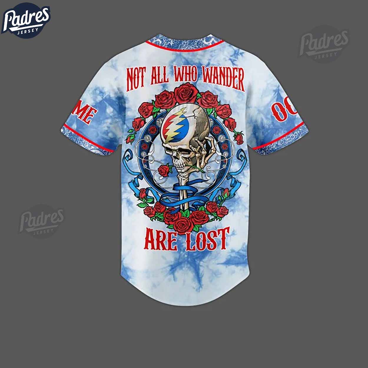 Grateful Dead Not All Who Wander Are Lost Custom Baseball Jersey - Padres Jersey Oasis: Elevate Your Baseball... (Image 3)