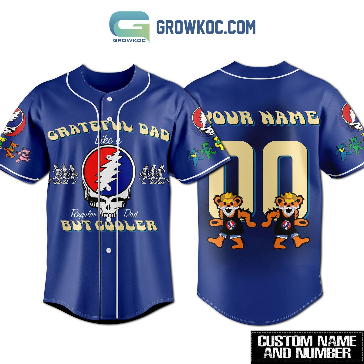 Grateful Dead Regular Dad But Cooler Personalized Baseball Jersey