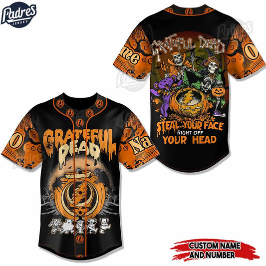 Grateful Dead Steal Your Face Right Off Your Head Custom Halloween Baseball Jersey - Padres Jersey Oasis:... (Image 1)