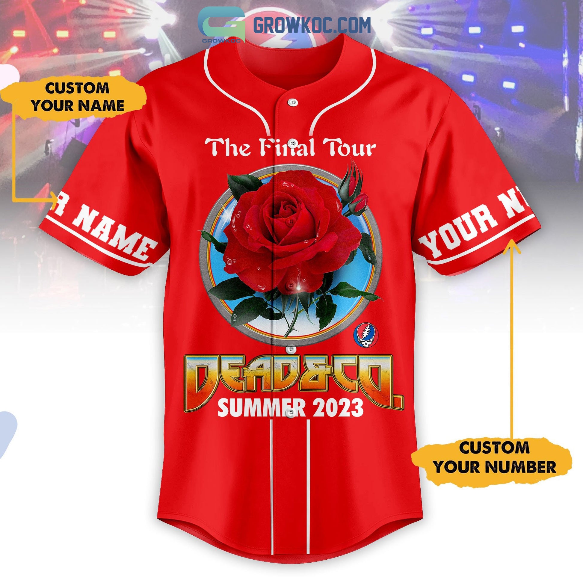 Grateful Dead The Final Tour Summer 2023 Personalized Red Design Baseball Jersey