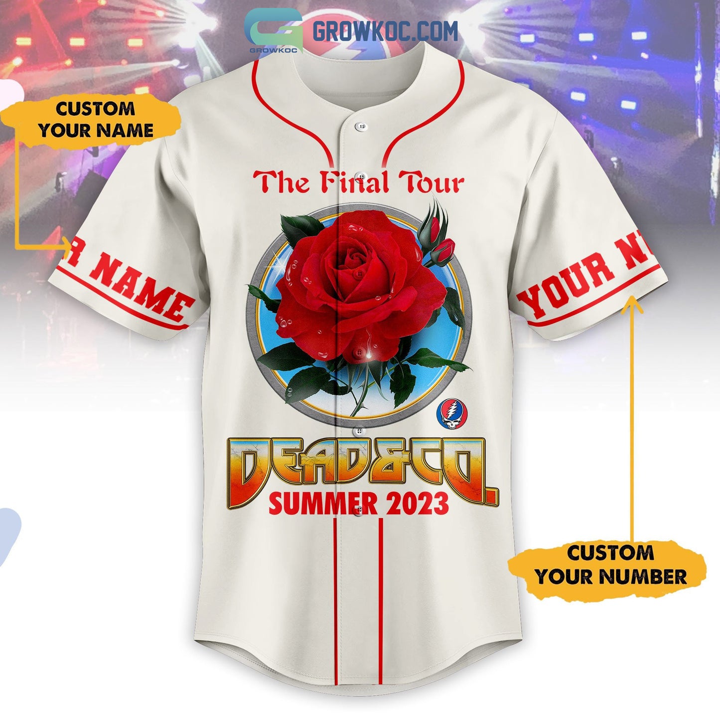 Grateful Dead The Final Tour Summer 2023 Personalized White Design Baseball Jersey