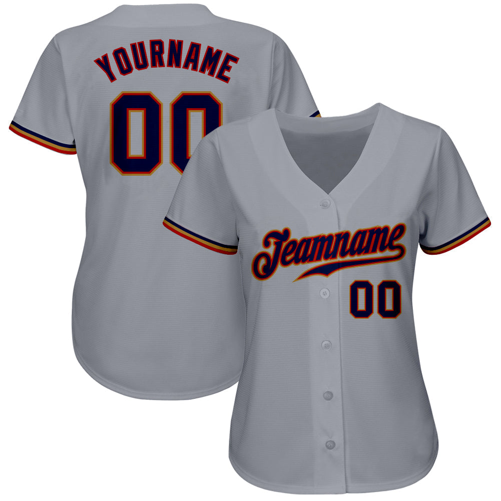 Custom Gray Navy Red-Old Gold Authentic Baseball Jersey T-Shirts, Hoodie, Sweatshirt | WearSparks.com (Image 2)