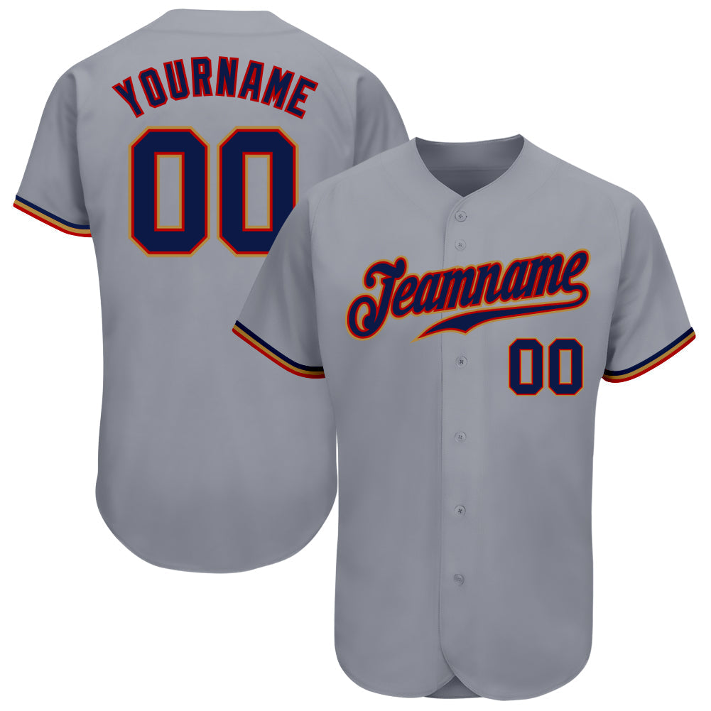 Custom Gray Navy Red-Old Gold Authentic Baseball Jersey T-Shirts, Hoodie, Sweatshirt | WearSparks.com (Image 1)
