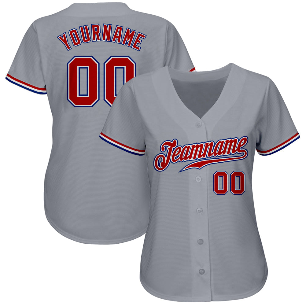 Custom Gray Red White-Royal Authentic Baseball Jersey T-Shirts, Hoodie, Sweatshirt | WearSparks.com (Image 2)