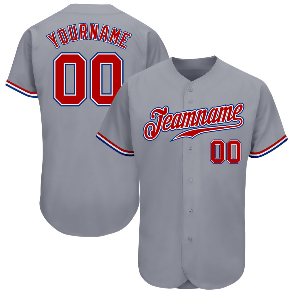 Custom Gray Red White-Royal Authentic Baseball Jersey T-Shirts, Hoodie, Sweatshirt | WearSparks.com (Image 1)