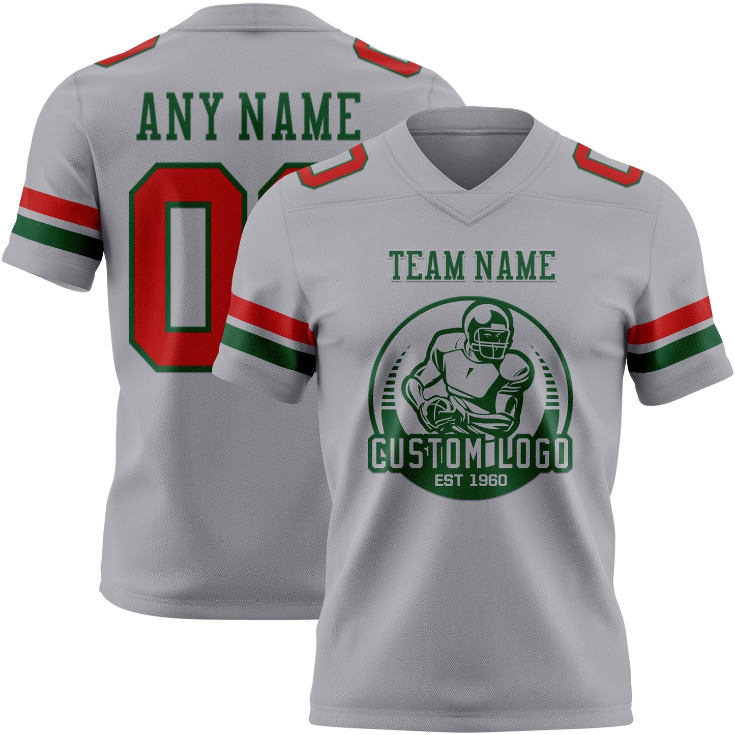 Custom Gray Red-Green Authentic Football Jersey T-Shirts, Hoodie, Sweatshirt | WearSparks.com (Image 2)