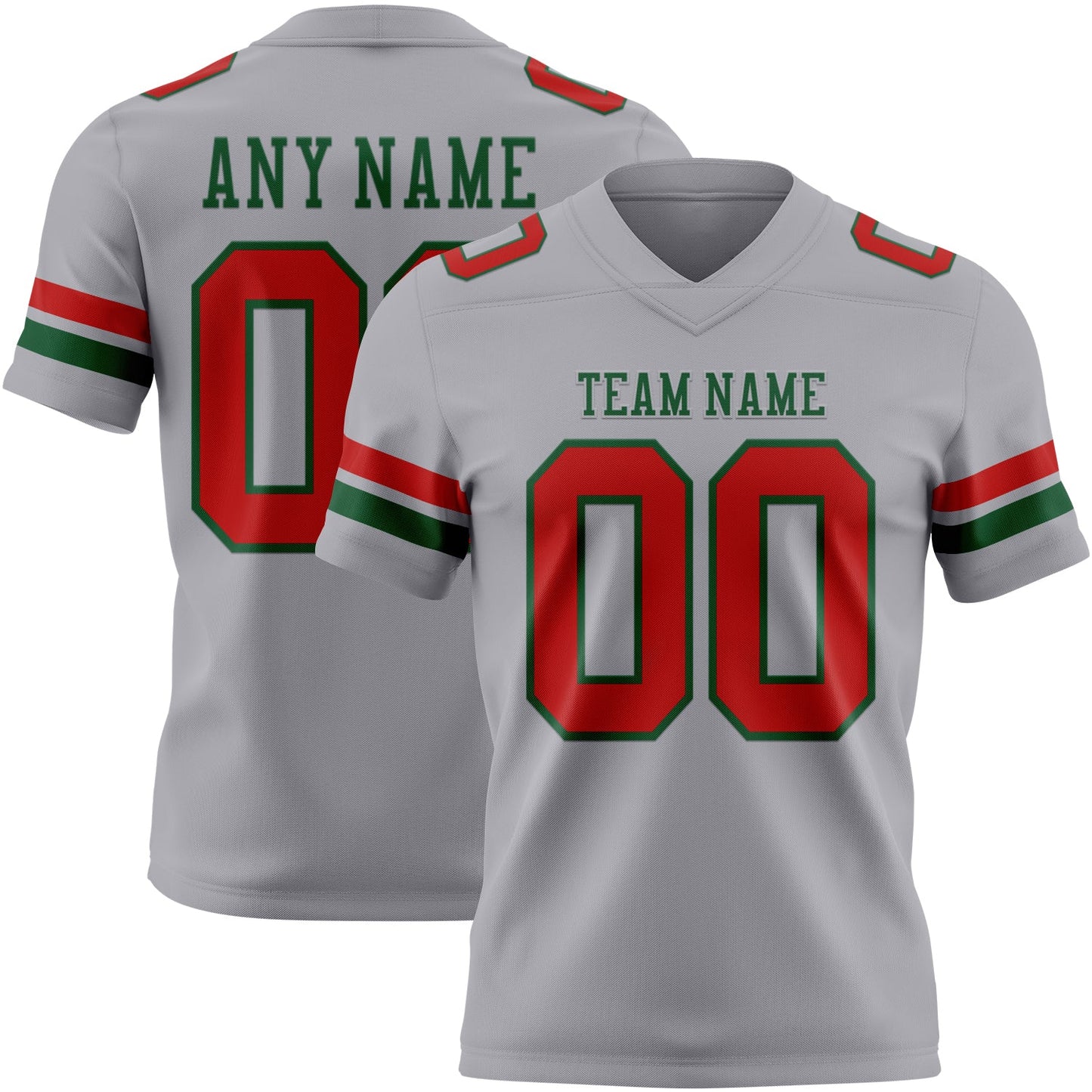 Custom Gray Red-Green Authentic Football Jersey T-Shirts, Hoodie, Sweatshirt | WearSparks.com (Image 1)