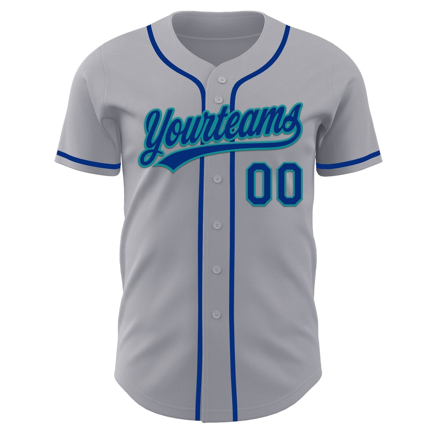 Custom Gray Royal-Teal Authentic Baseball Jersey