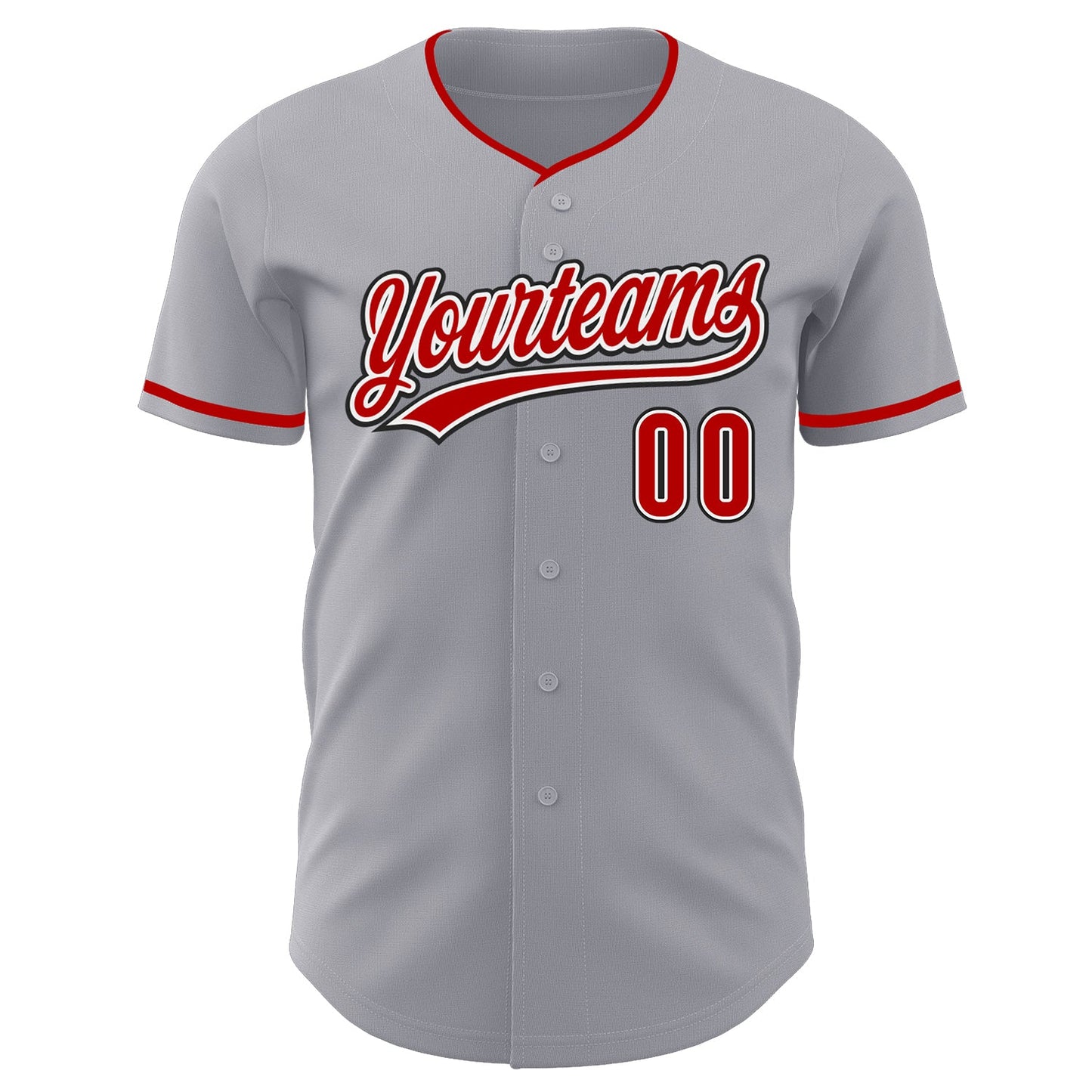 Custom Gray Red White-Black Authentic Baseball Jersey