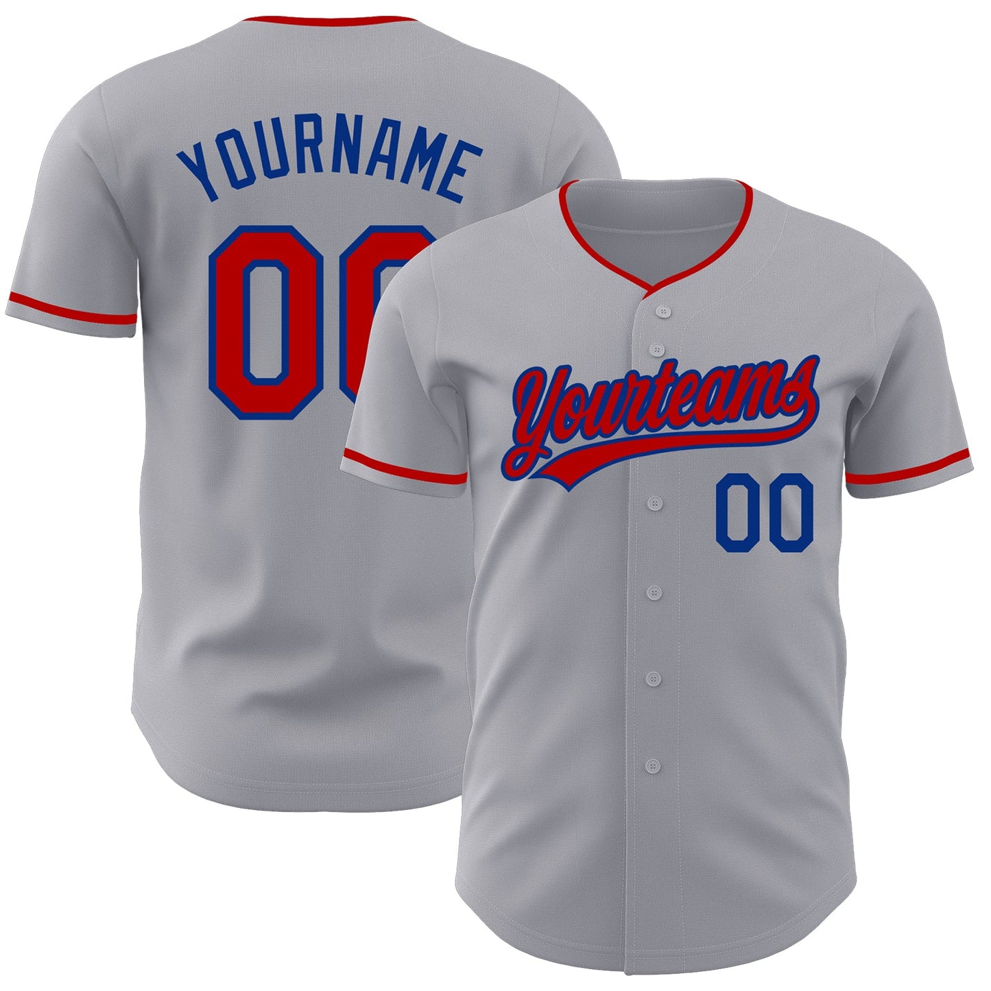 Custom Gray Red-Royal Authentic Baseball Jersey