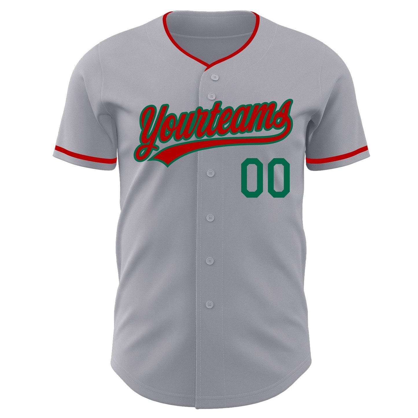 Custom Gray Red-Kelly Green Authentic Baseball Jersey