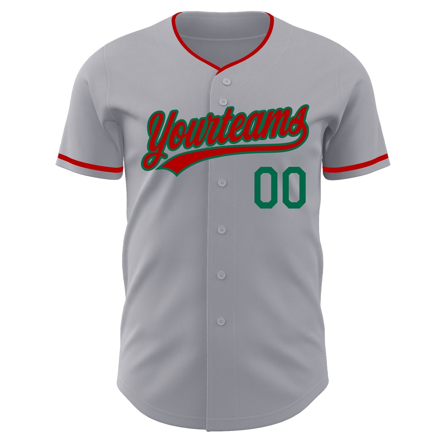 Custom Gray Red-Kelly Green Authentic Baseball Jersey