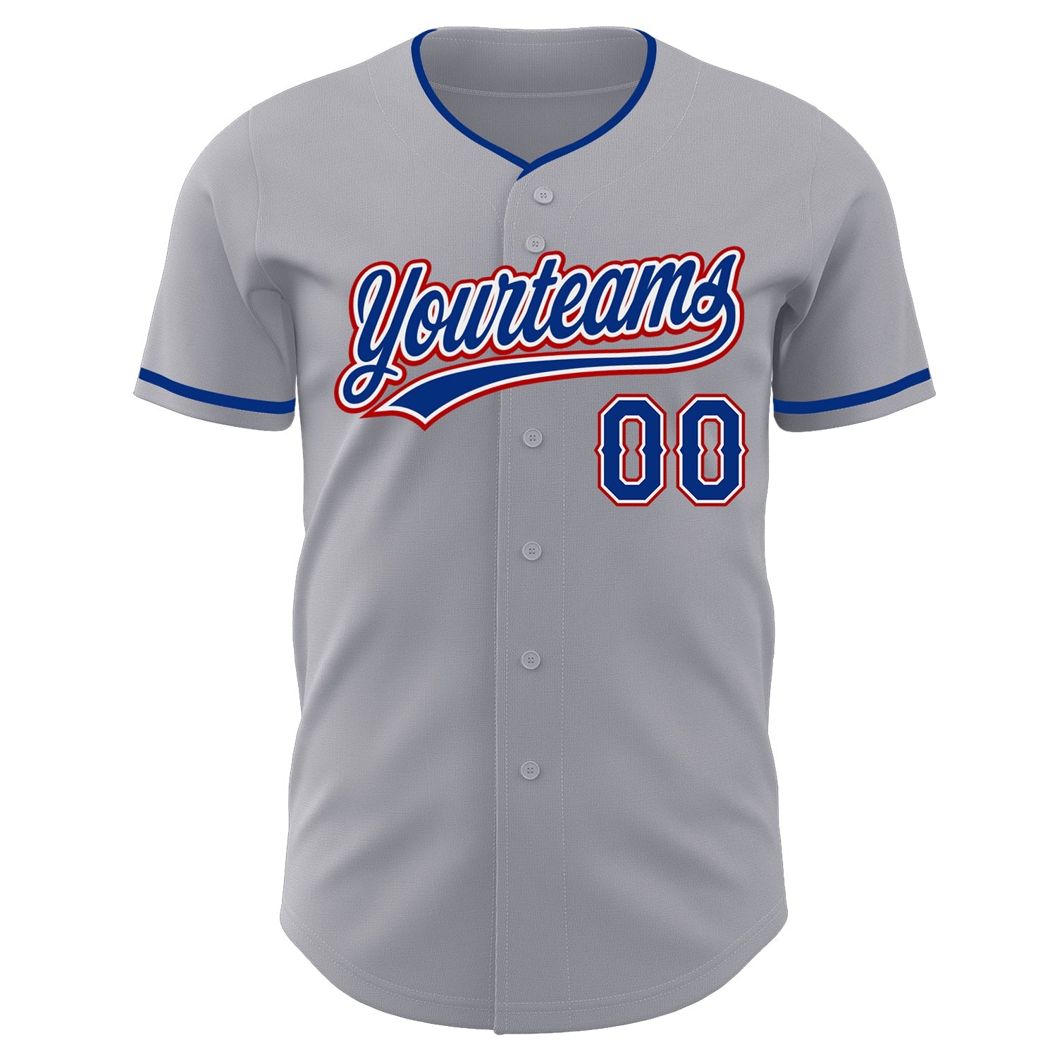 Custom Gray Royal White-Red Authentic Baseball Jersey