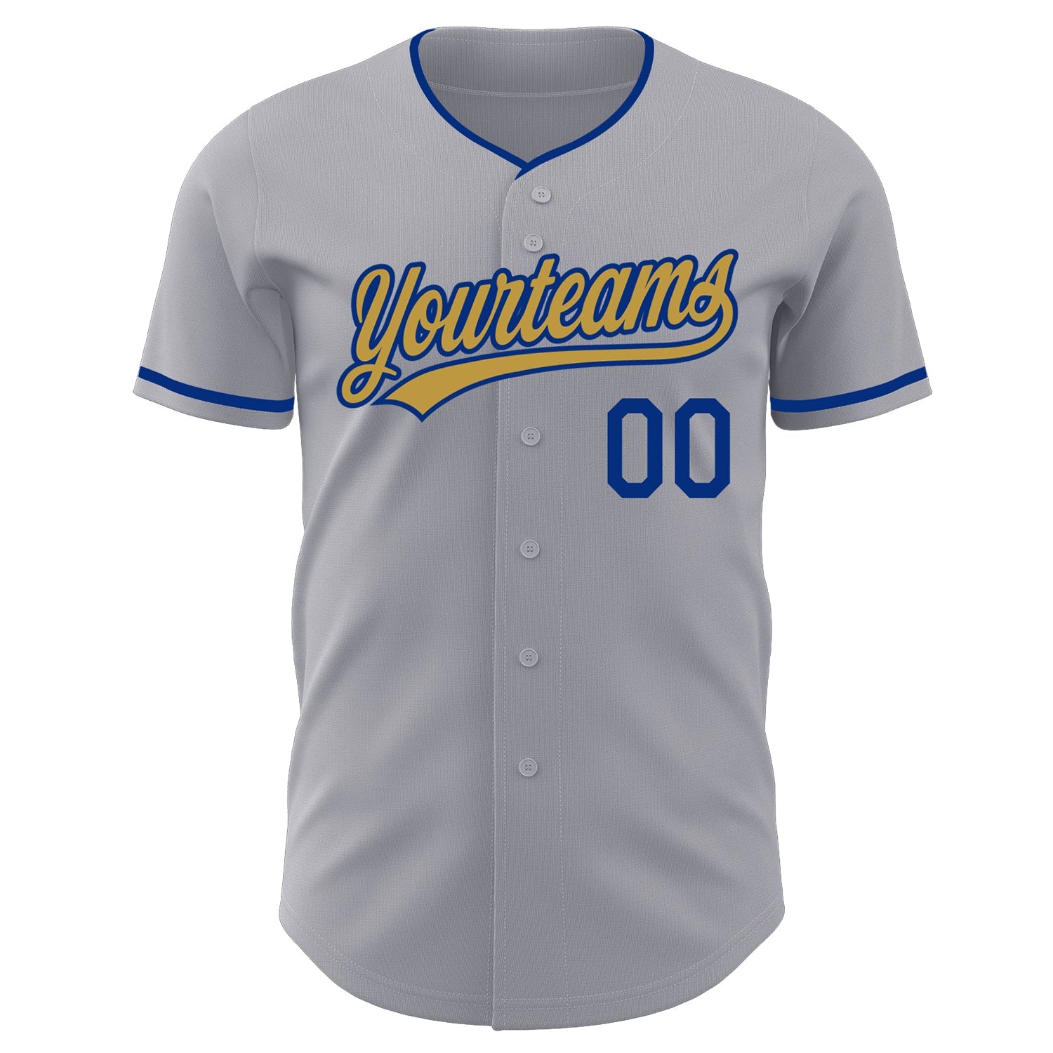 Custom Gray Old Gold-Royal Authentic Baseball Jersey