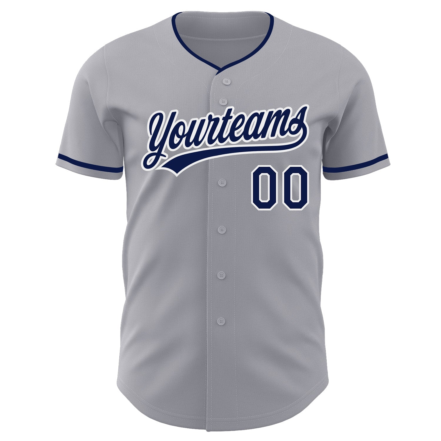 Custom Gray Navy-White Authentic Baseball Jersey