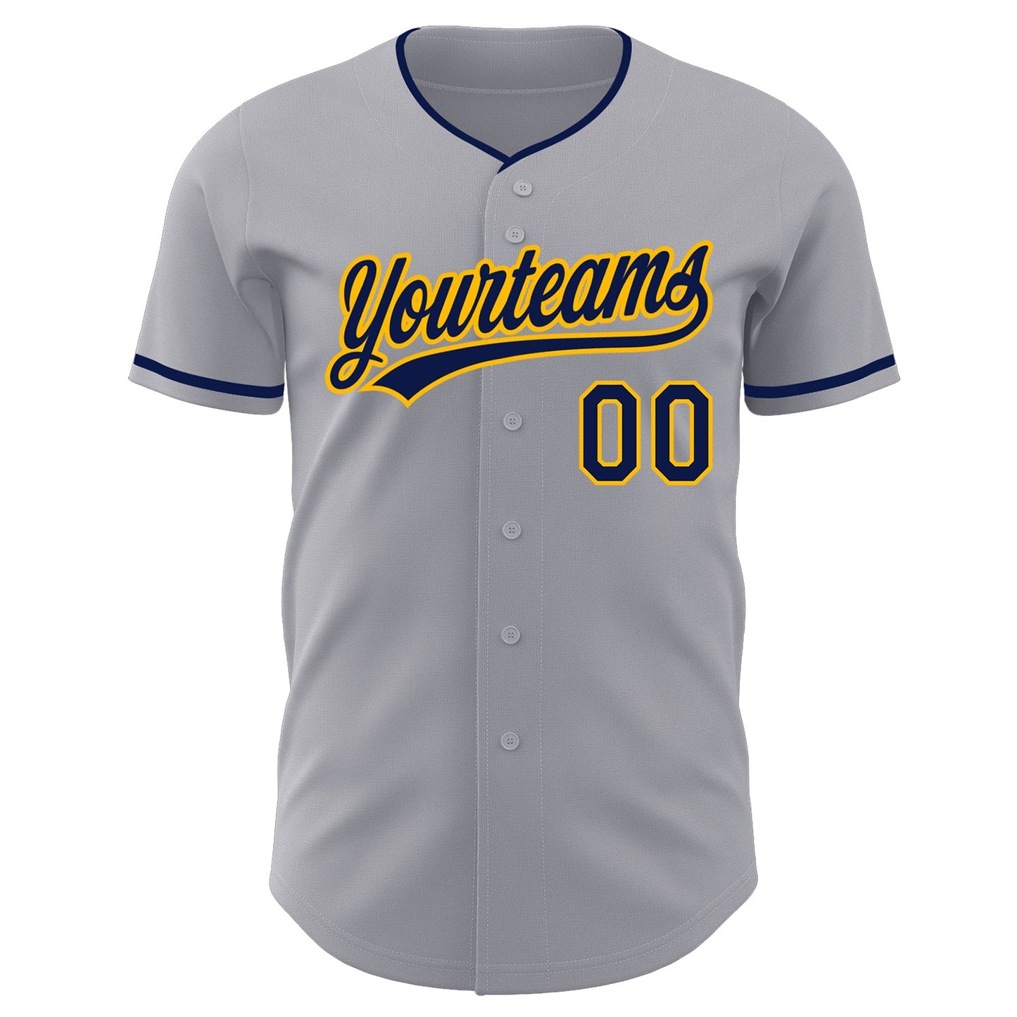 Custom Gray Navy-Gold Authentic Baseball Jersey