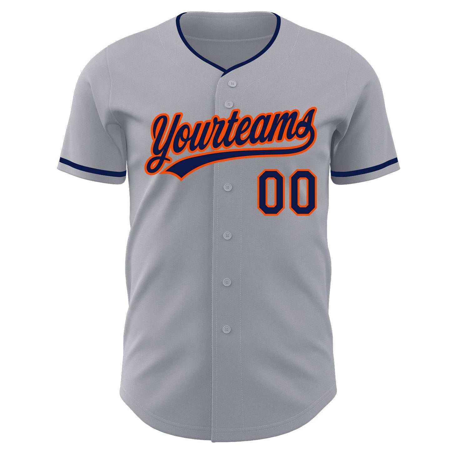 Custom Gray Navy-Orange Authentic Baseball Jersey