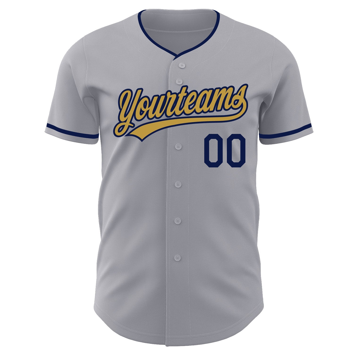 Custom Gray Old Gold-Navy Authentic Baseball Jersey