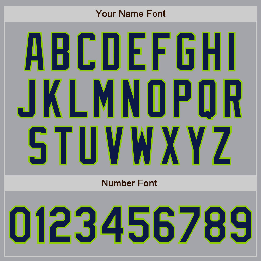 Custom Gray Navy-Neon Green Authentic Baseball Jersey