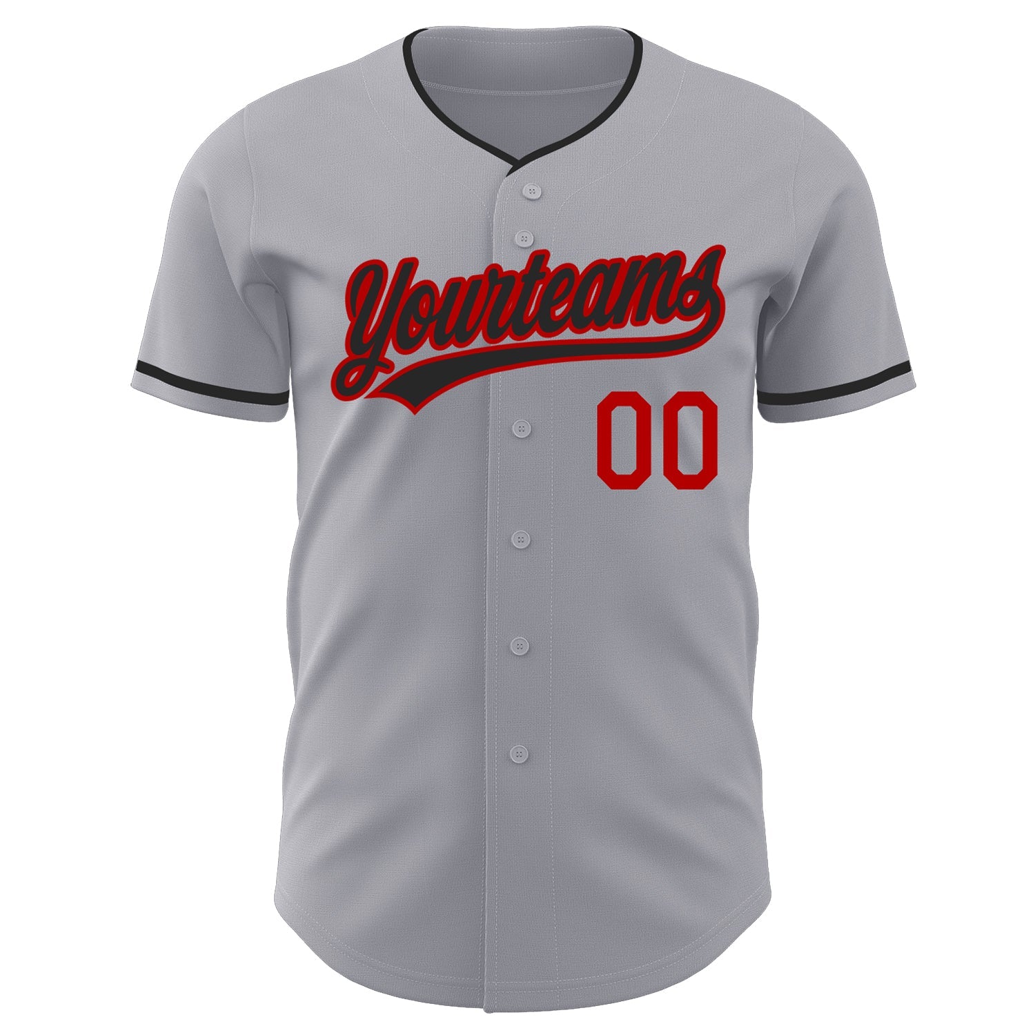 Custom Gray Black-Red Authentic Baseball Jersey