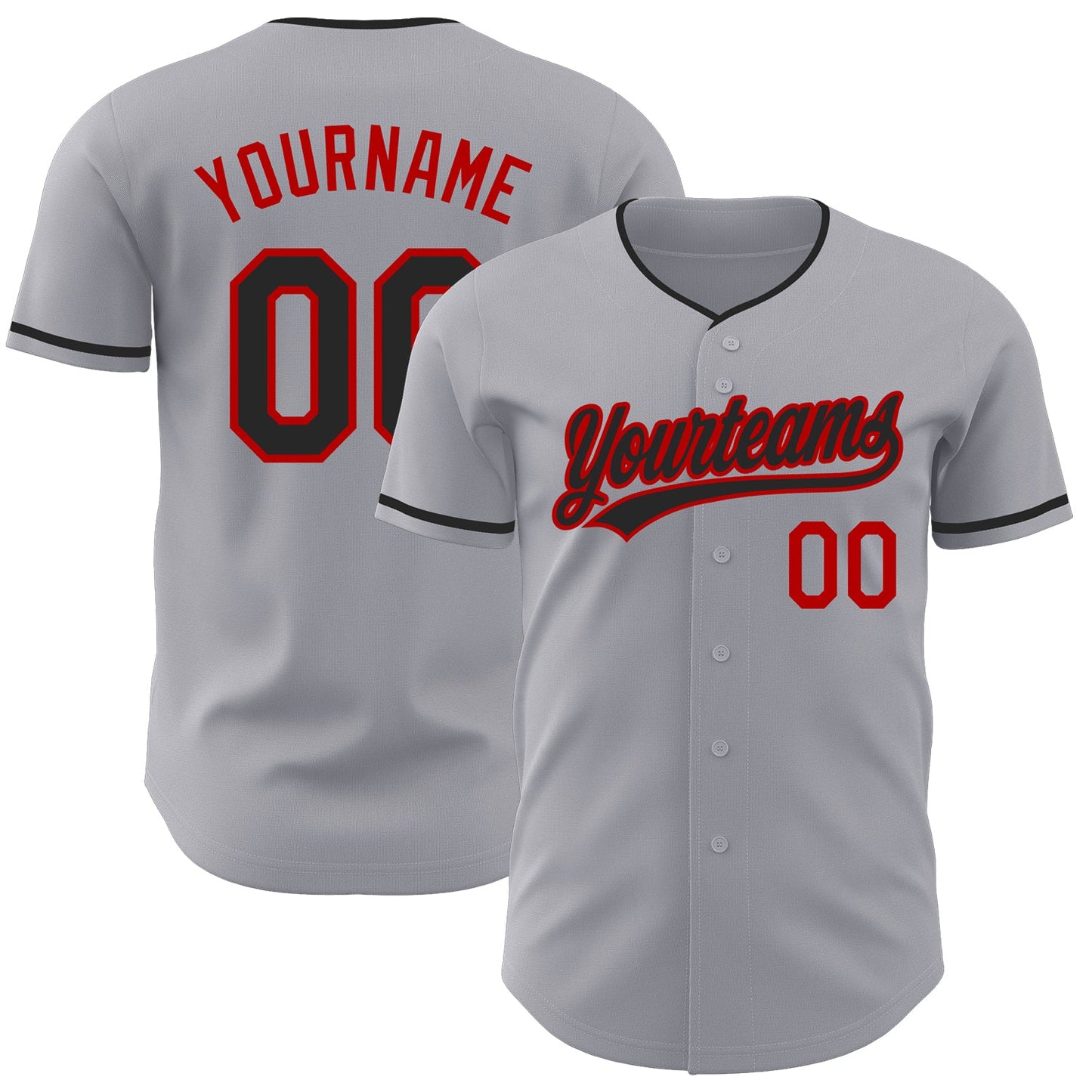 Custom Gray Black-Red Authentic Baseball Jersey