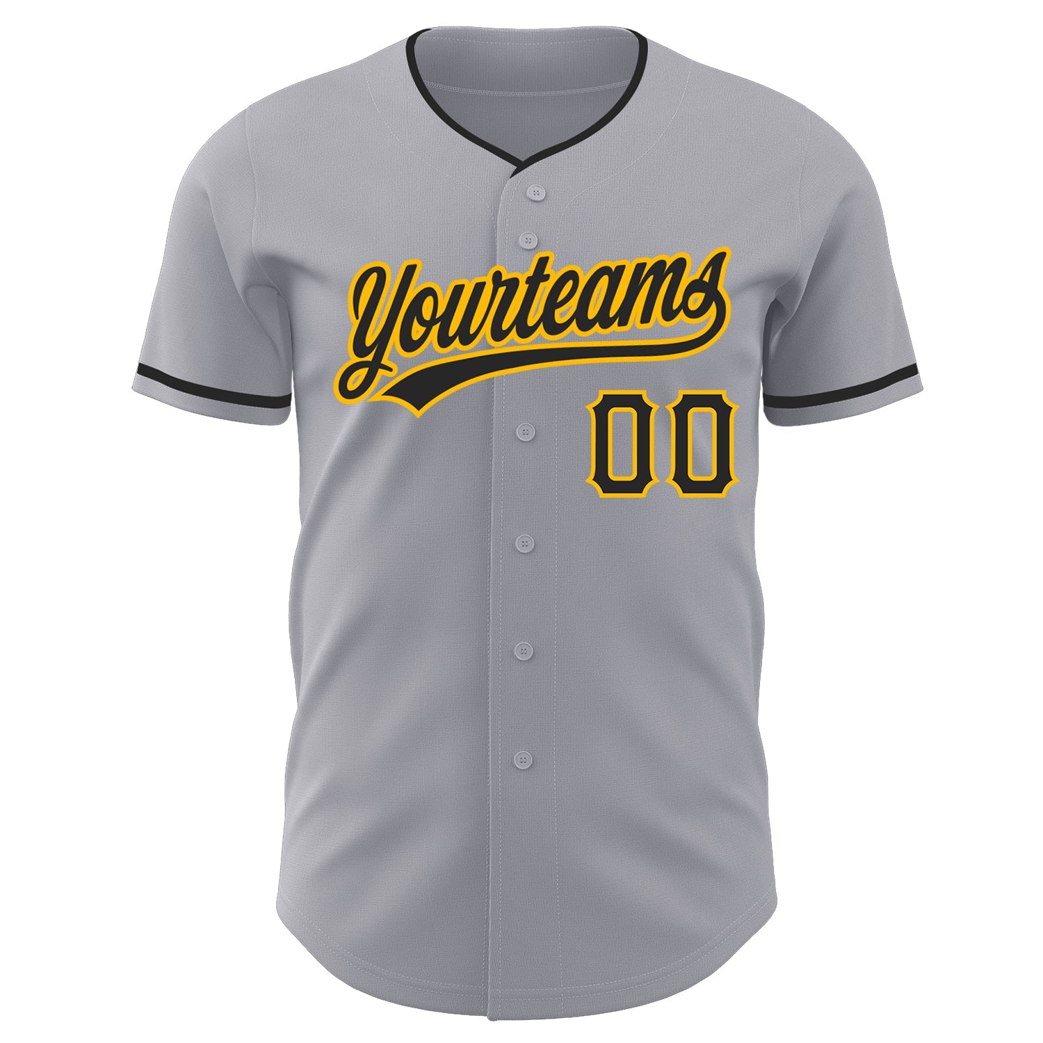 Custom Gray Black-Gold Authentic Baseball Jersey