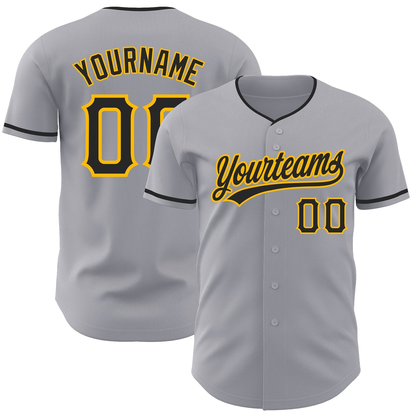 Custom Gray Black-Gold Authentic Baseball Jersey