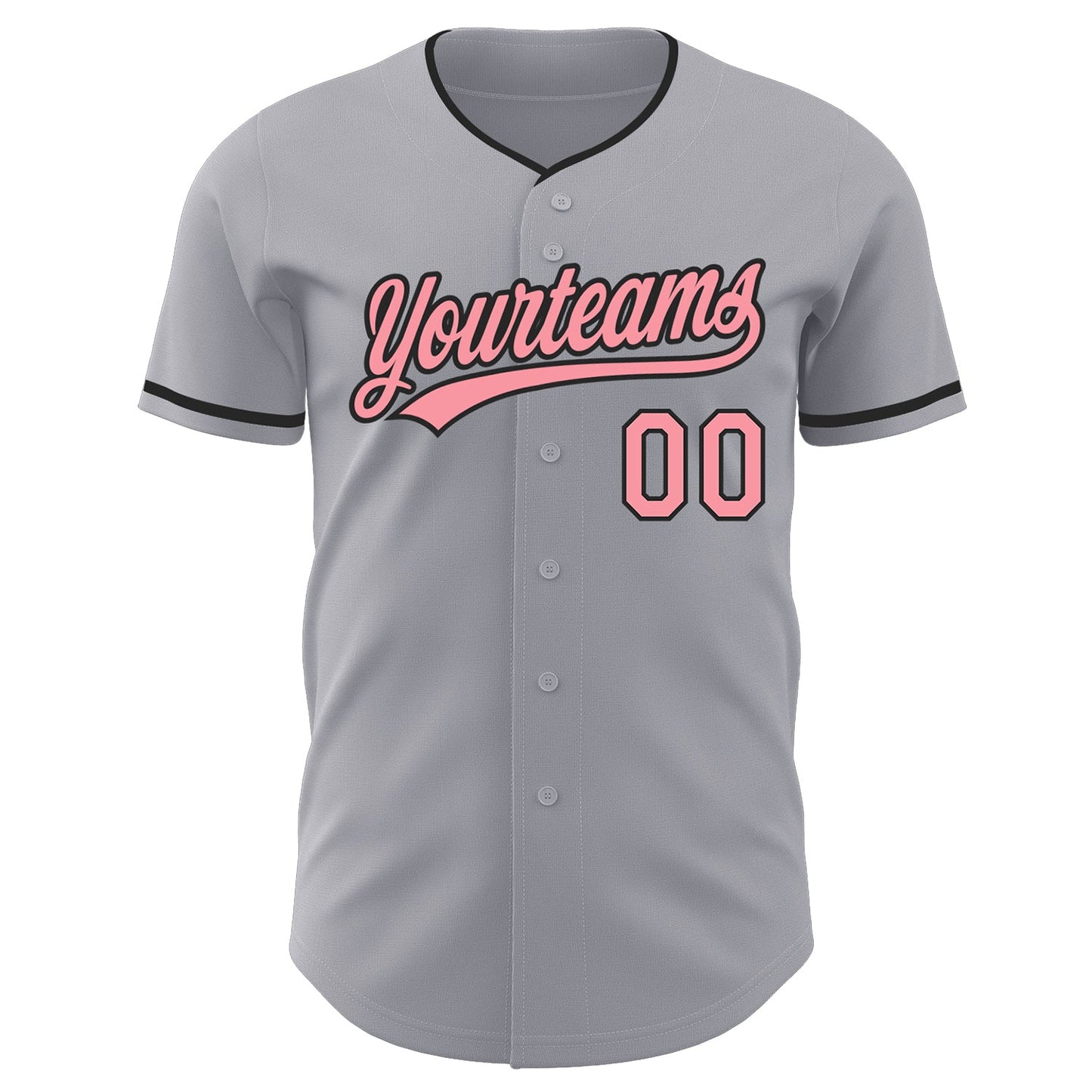 Custom Gray Medium Pink-Black Authentic Baseball Jersey