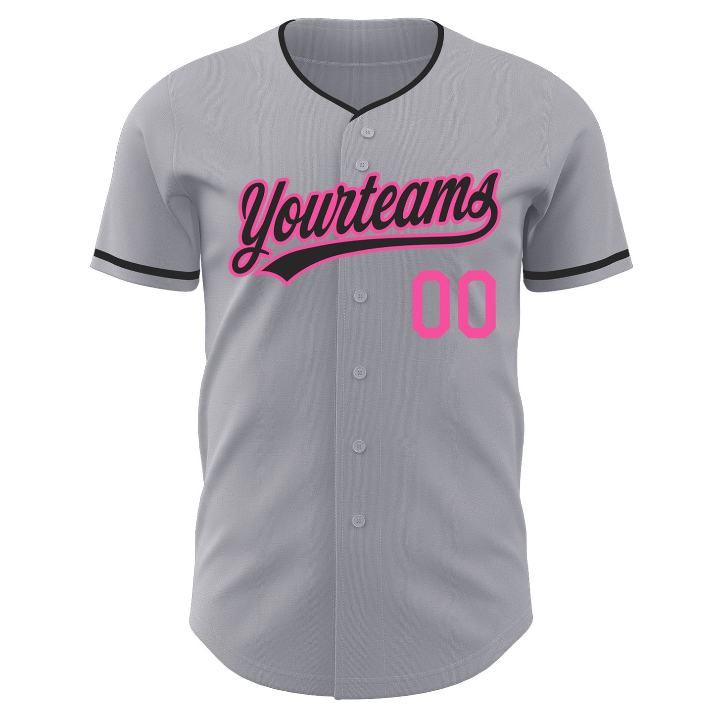Custom Gray Black-Pink Authentic Baseball Jersey