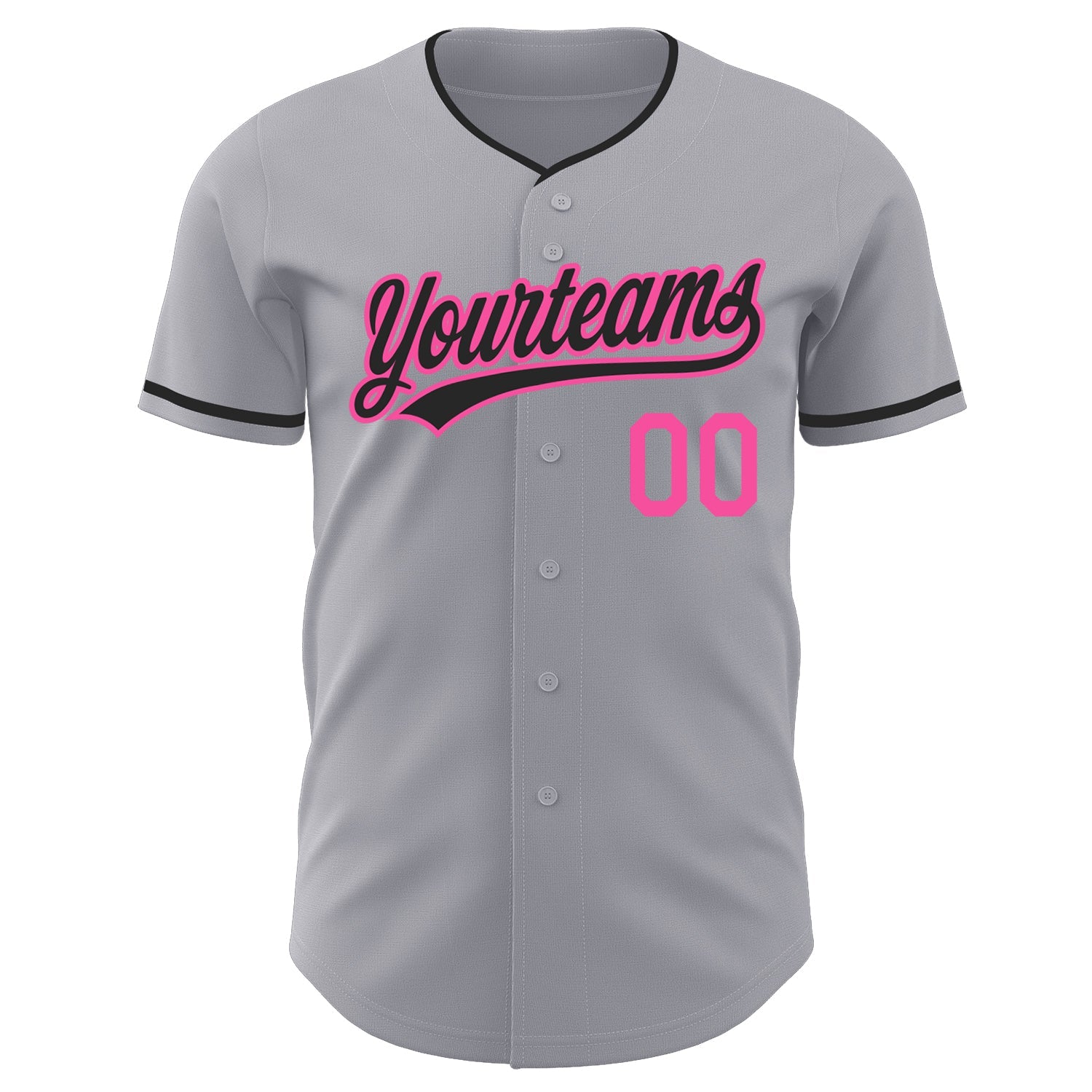 Custom Gray Black-Pink Authentic Baseball Jersey