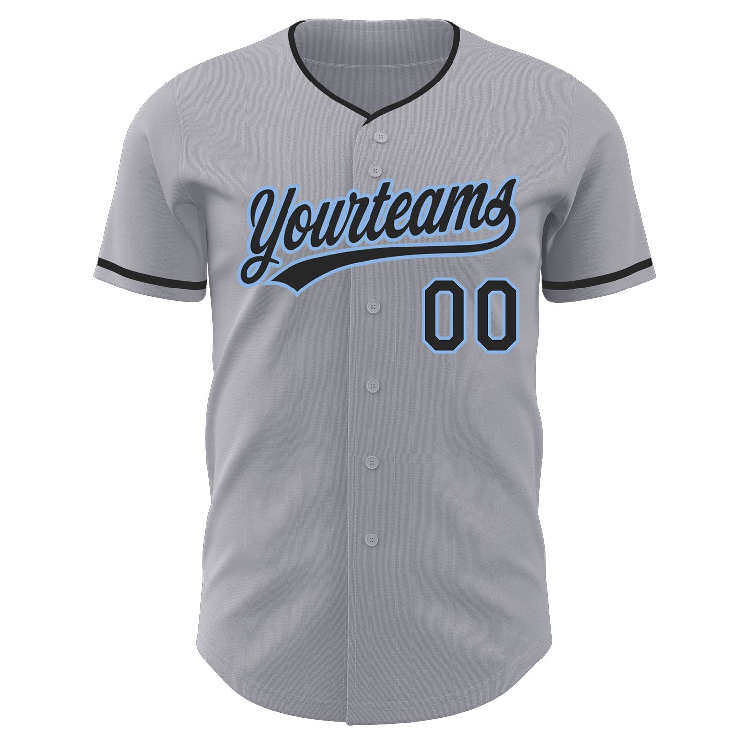 Custom Gray Black-Light Blue Authentic Baseball Jersey