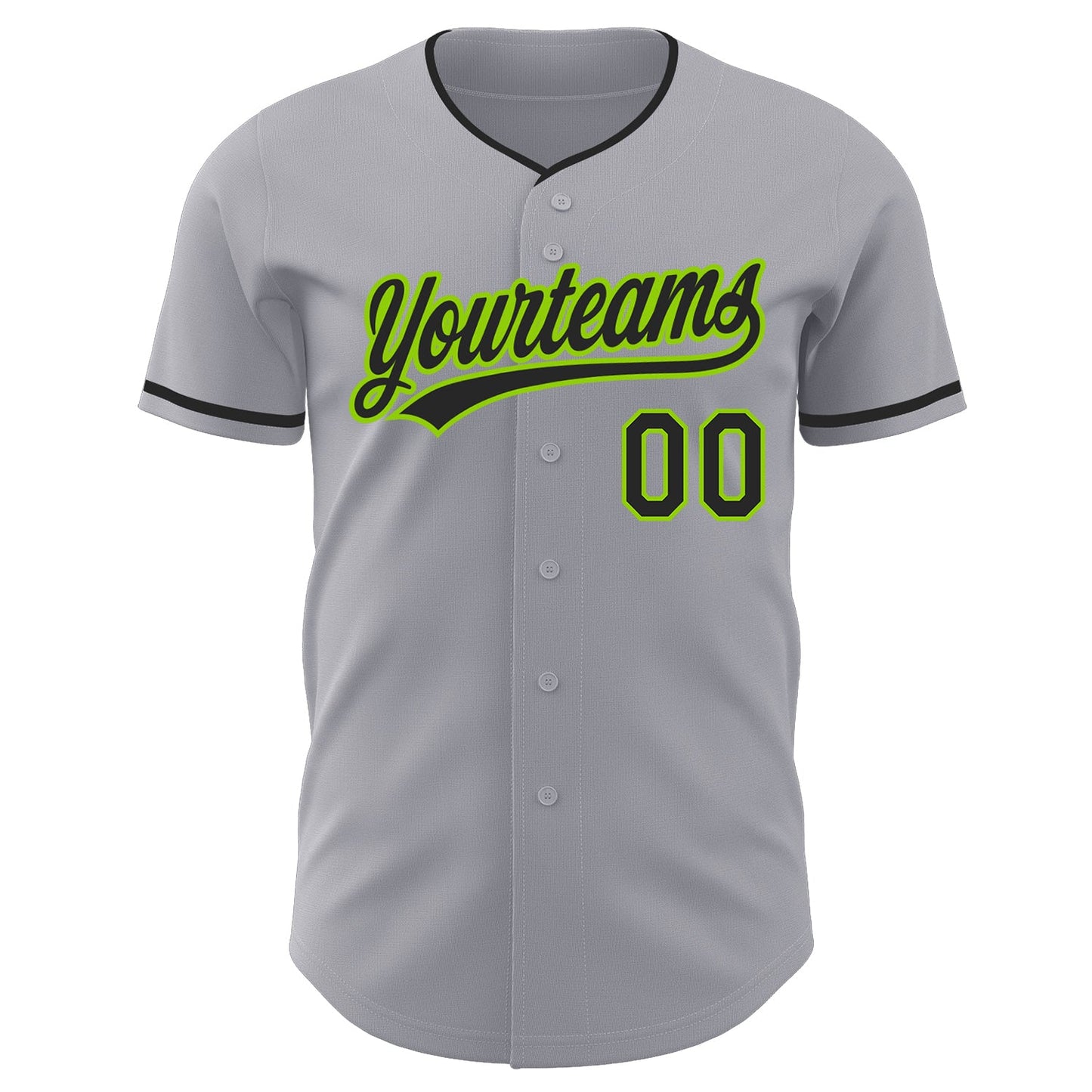 Custom Gray Black-Neon Green Authentic Baseball Jersey