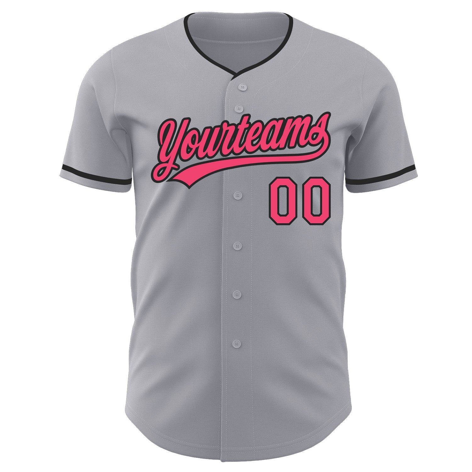 Custom Gray Neon Pink-Black Authentic Baseball Jersey