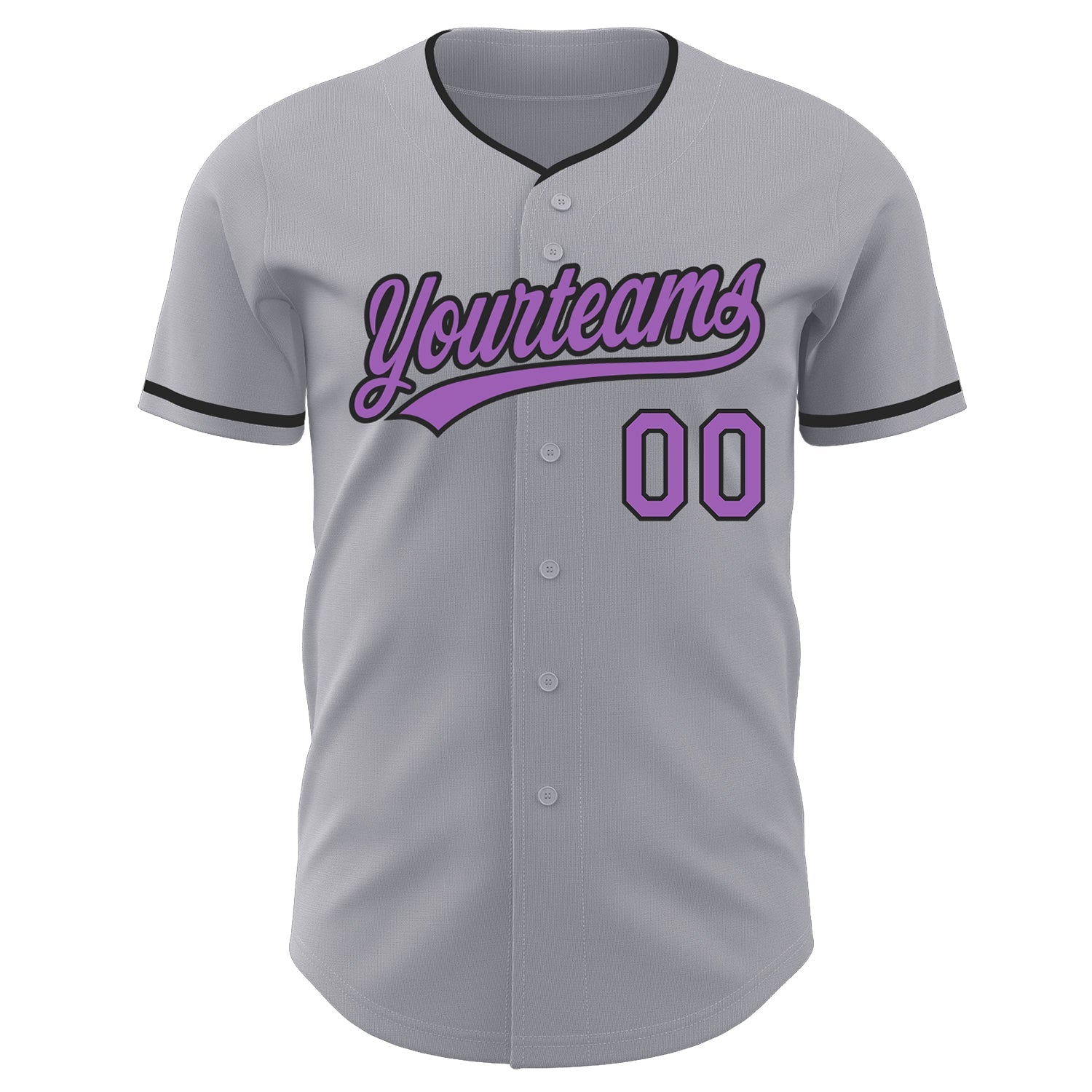 Custom Gray Medium Purple-Black Authentic Baseball Jersey