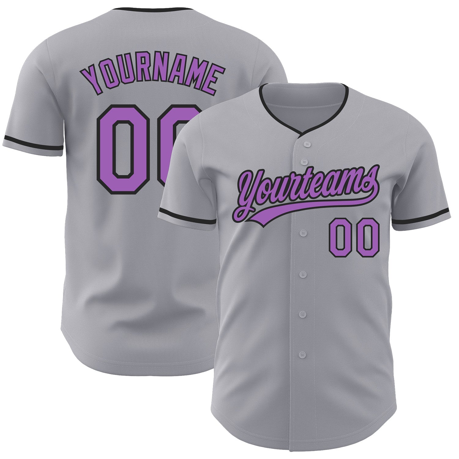 Custom Gray Medium Purple-Black Authentic Baseball Jersey
