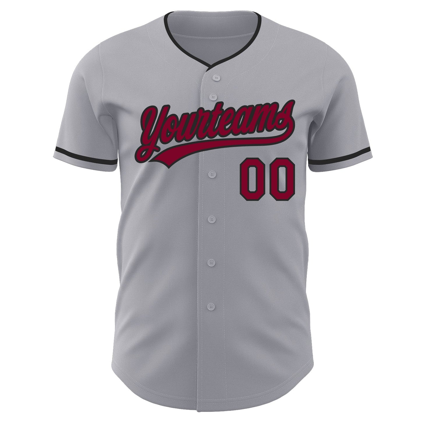 Custom Gray Maroon-Black Authentic Baseball Jersey