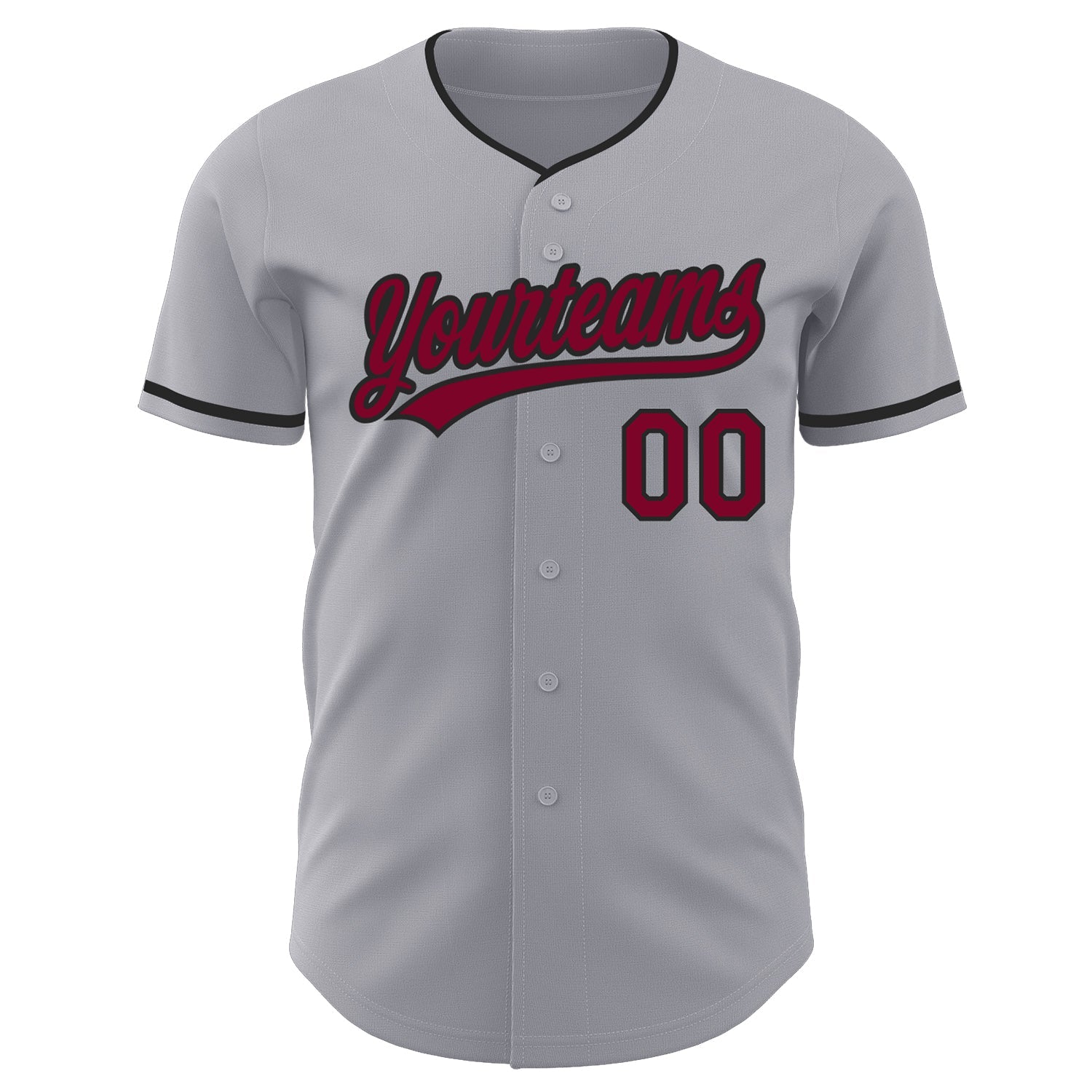 Custom Gray Maroon-Black Authentic Baseball Jersey