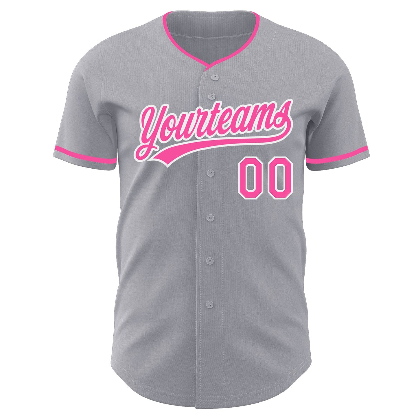 Custom Gray Pink-White Authentic Baseball Jersey