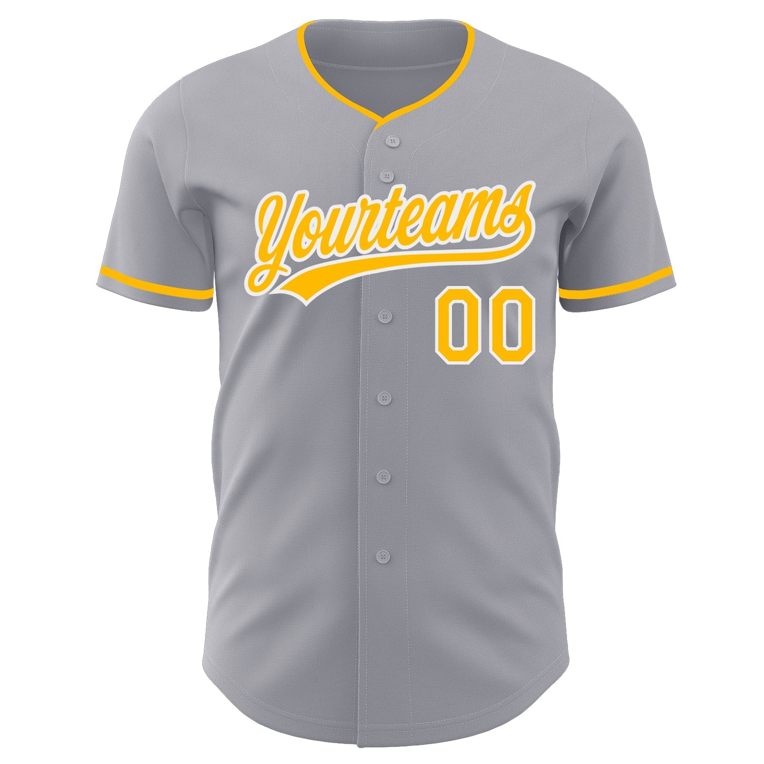 Custom Gray Gold-White Authentic Baseball Jersey
